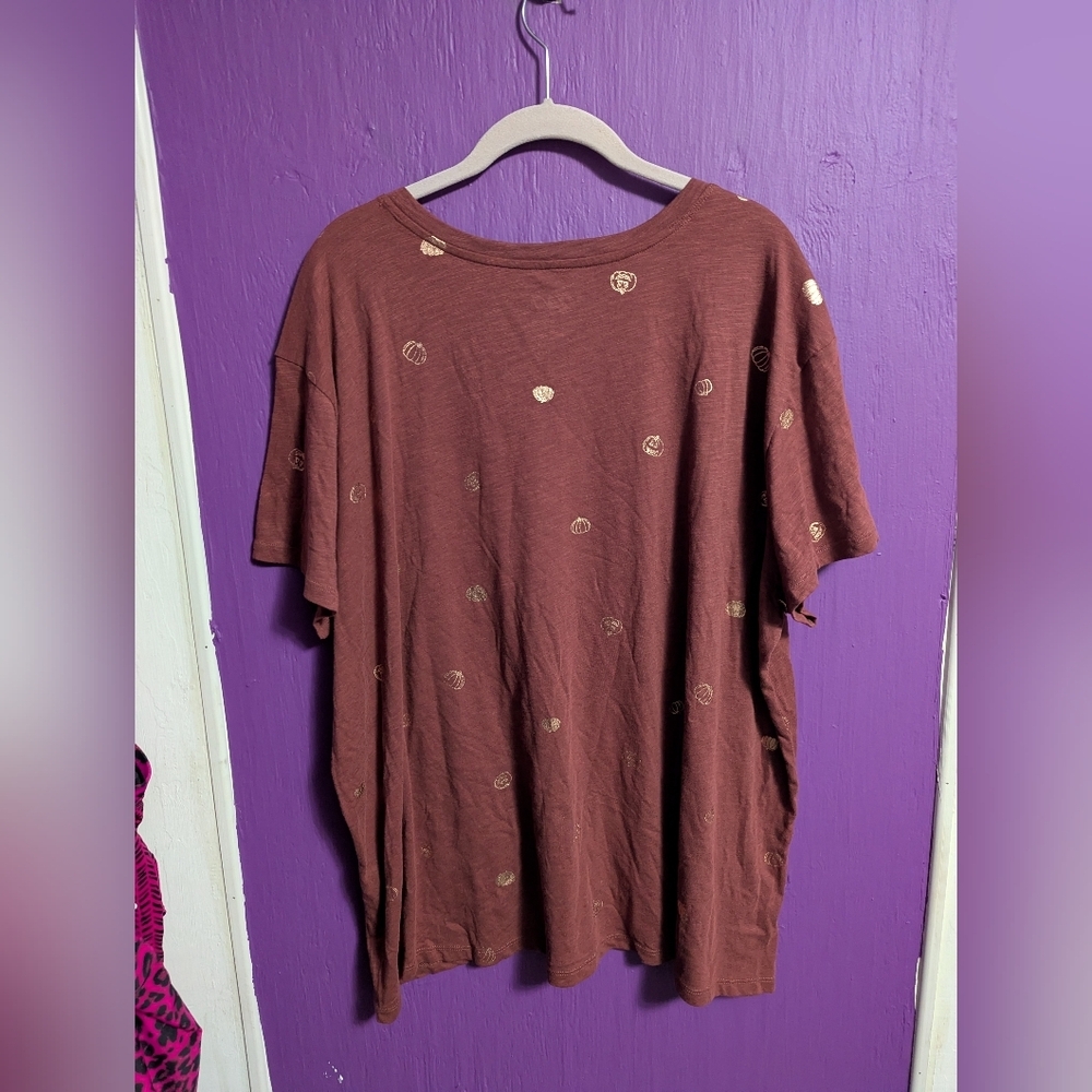NWOT 24/7 By Maurices Copper Brown Gold Pumpkin Crewneck Tee 2X 18 20 - Picture 4 of 4